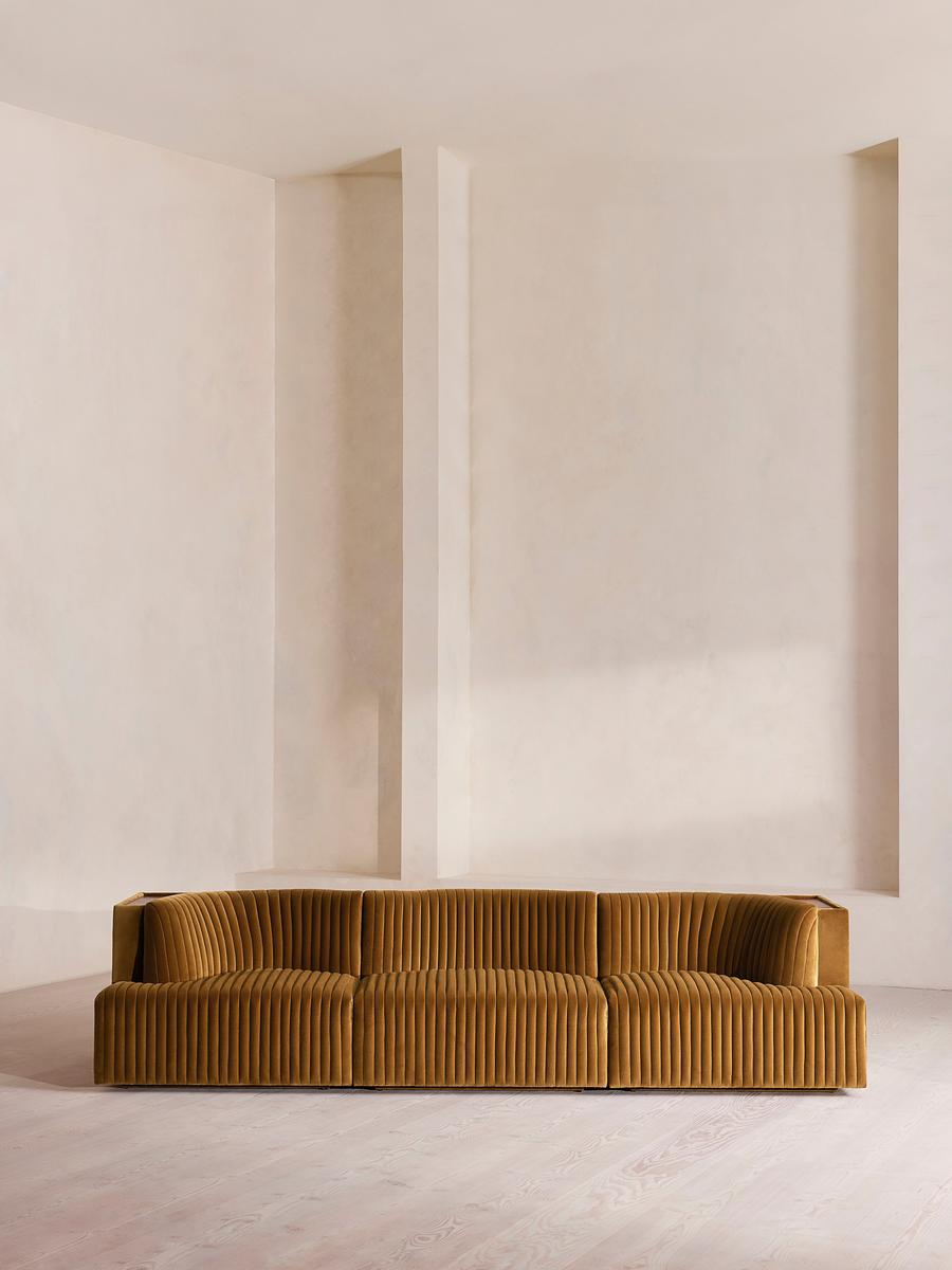 Hamish Modular Sofa, Four Seater, Velvet, Mustard