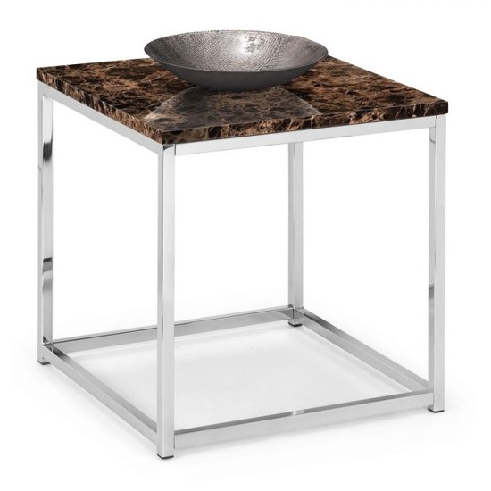 Scala Bronze Marble Top Lamp Table With Chrome Base