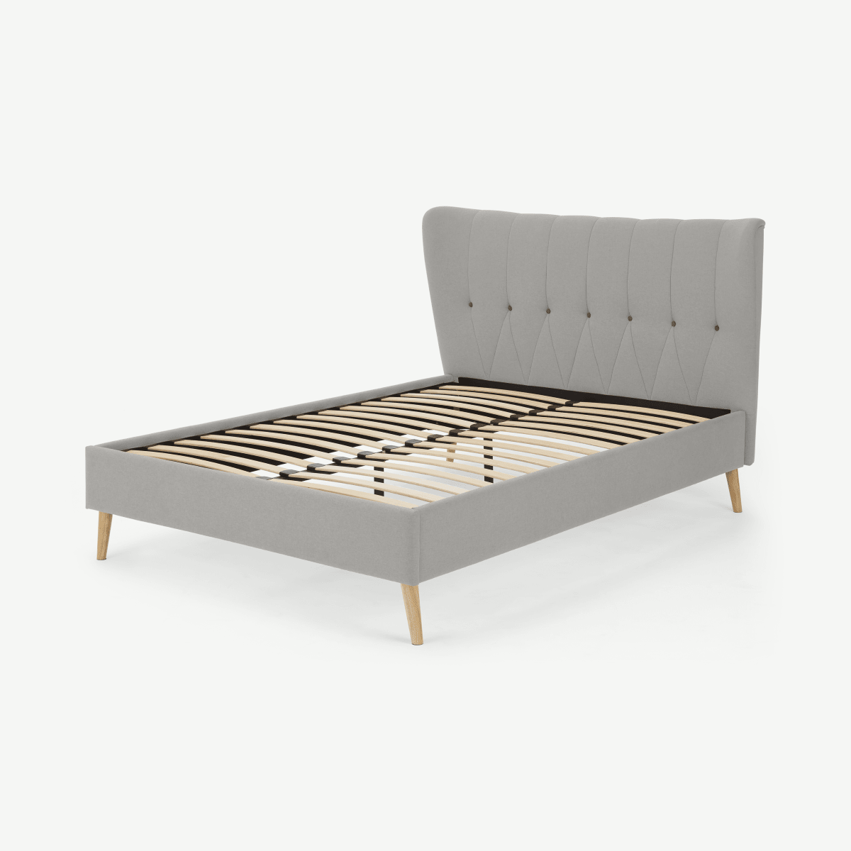 Charley Double Bed, Hail Grey & Oak Stain Legs