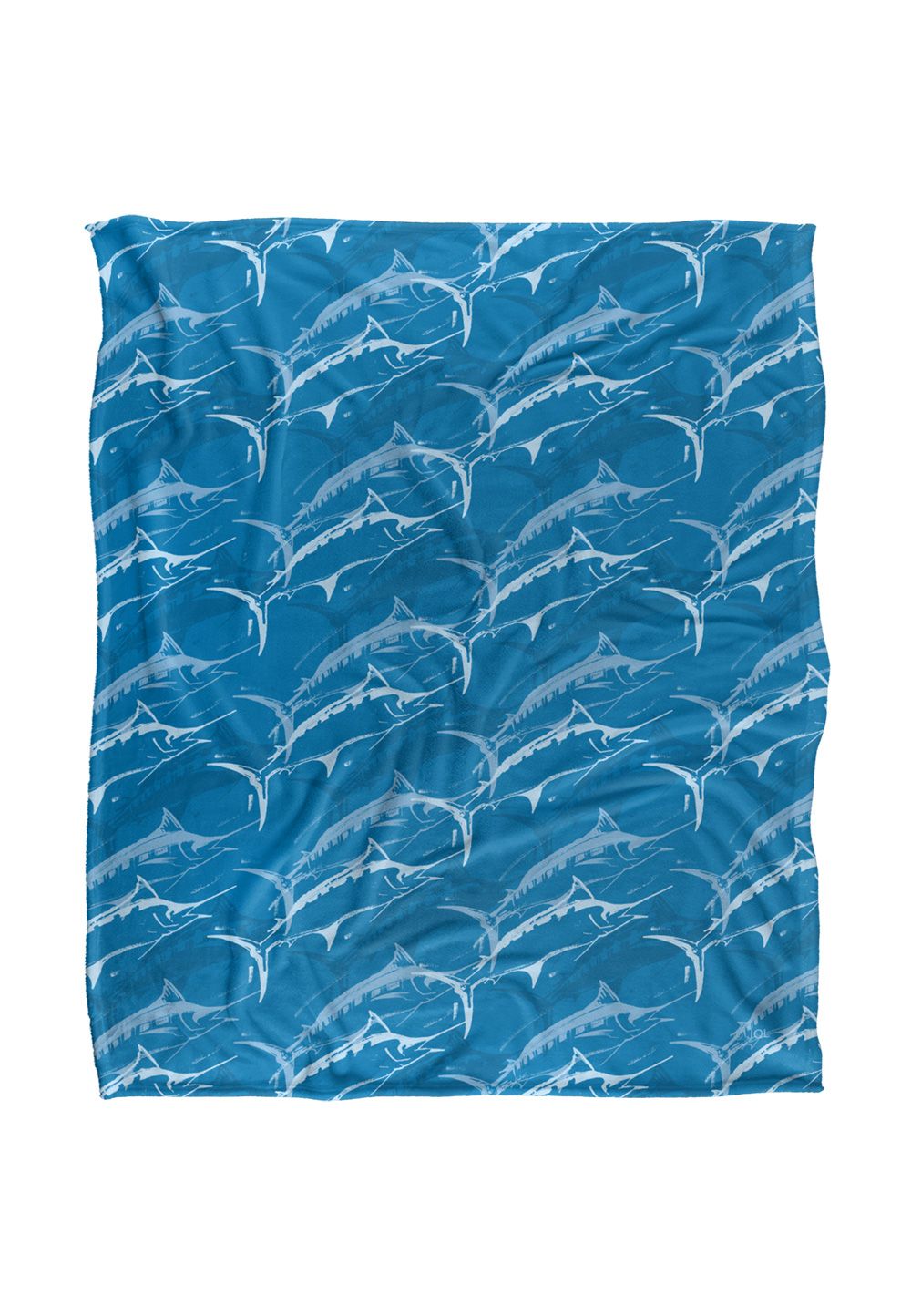 JQ Licensing Jl-Jp Marlin Mosaic Fishing Pattern Silky Touch Super Soft Throw Blanket 152 X 127 cm in White