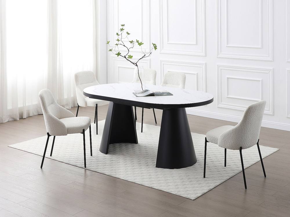 Vente-unique 6 - 10 Seater Extendable Dining Table In MDF & Metal - White and in Black