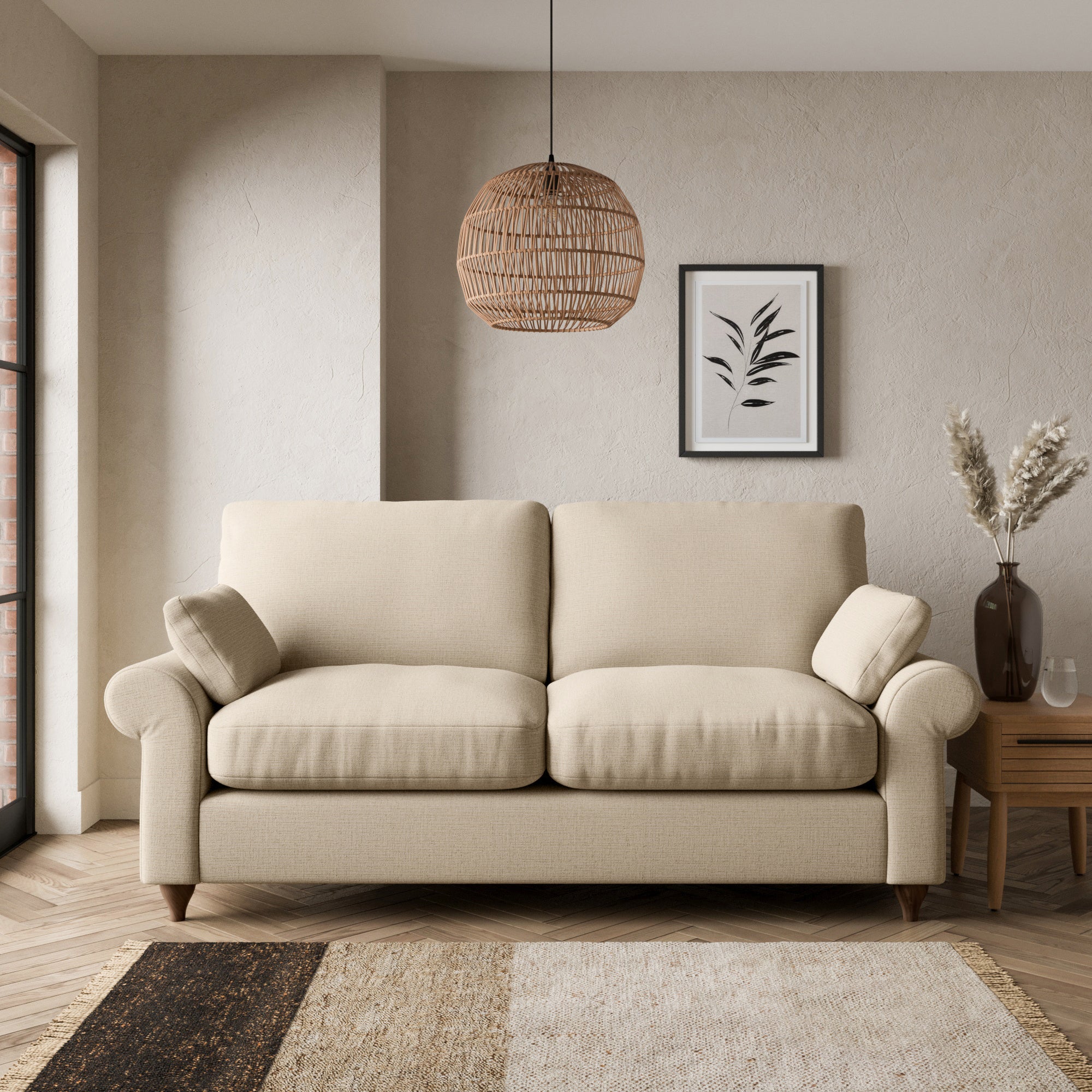 Salisbury Textured Weave 2 Seater Sofa Beige