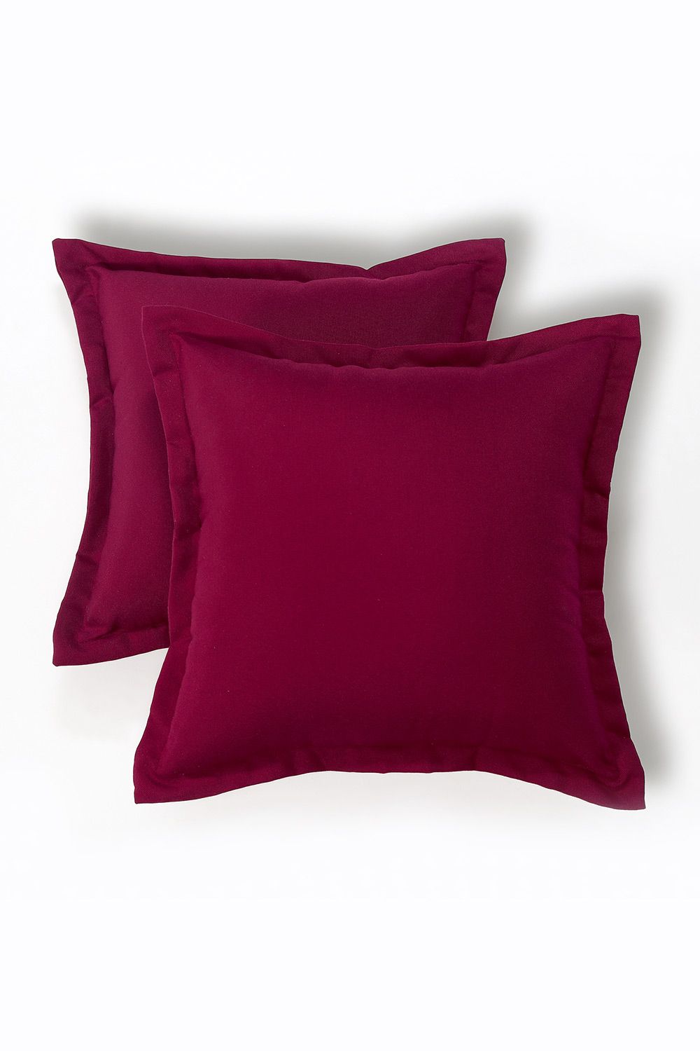 Homescapes Luxury Waterproof Plain Outdoor Cushion 45 x 45 cm, Set of 2 in Red