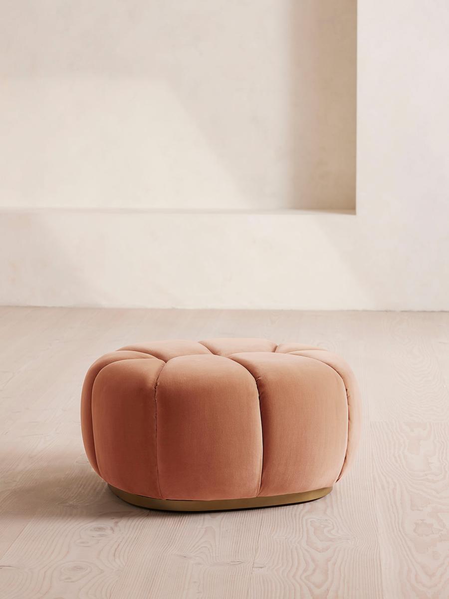Garret Footstool, Velvet, Antique Rose