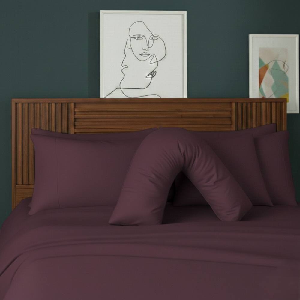 Snug City V Shape Pillowcase for Support Maternity Pillows Polycotton Easy Care in Plum