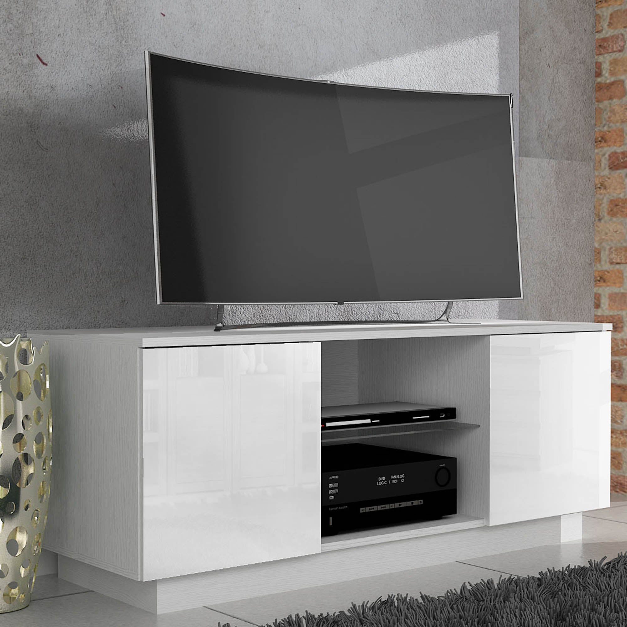 Lima White High Gloss TV Stand White