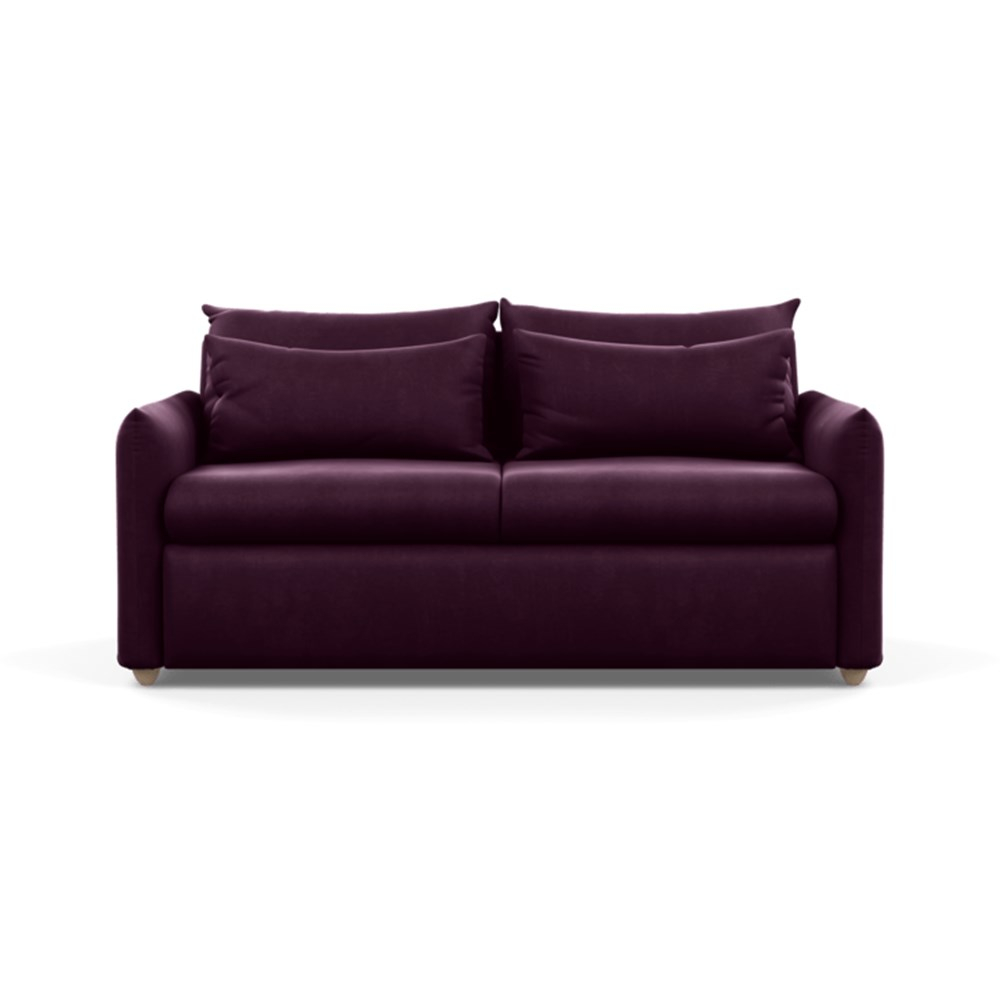Heal's Pillow Sofa Bed Velvet Grape Natural Feet