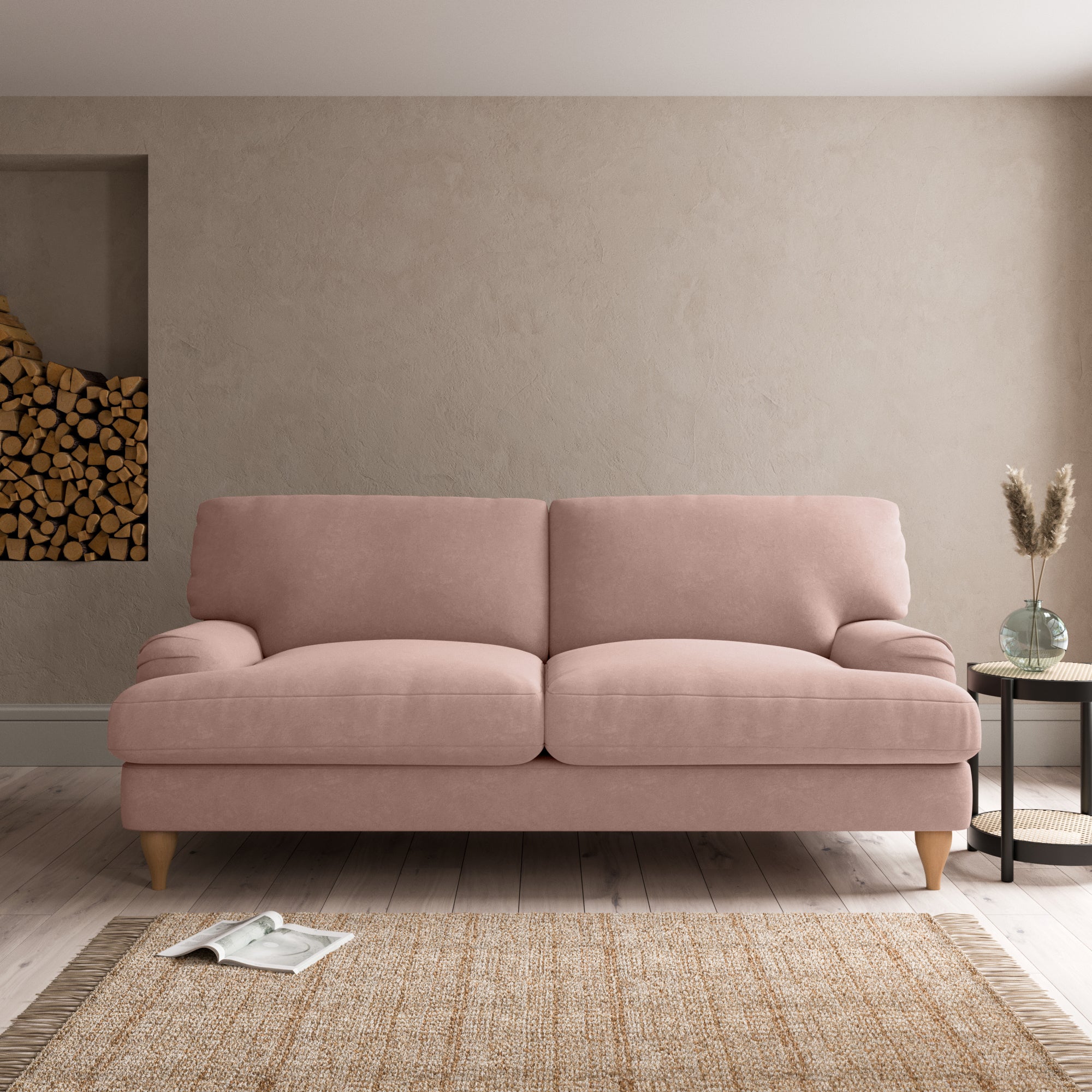 Darwin Luxury Velvet 3 Seater Sofa Blush