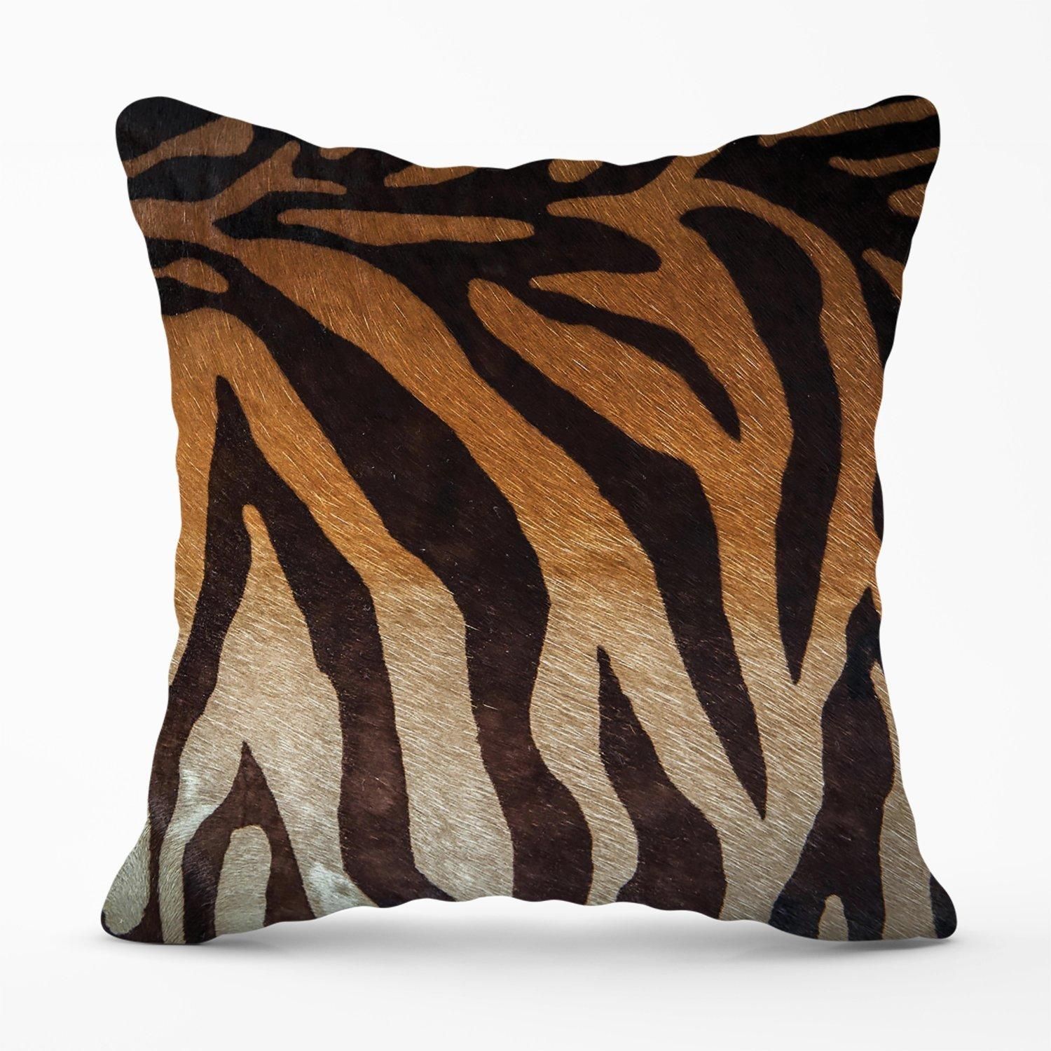Warren Reed - Designer Tiger Skin Print Outdoor Cushion in Brown
