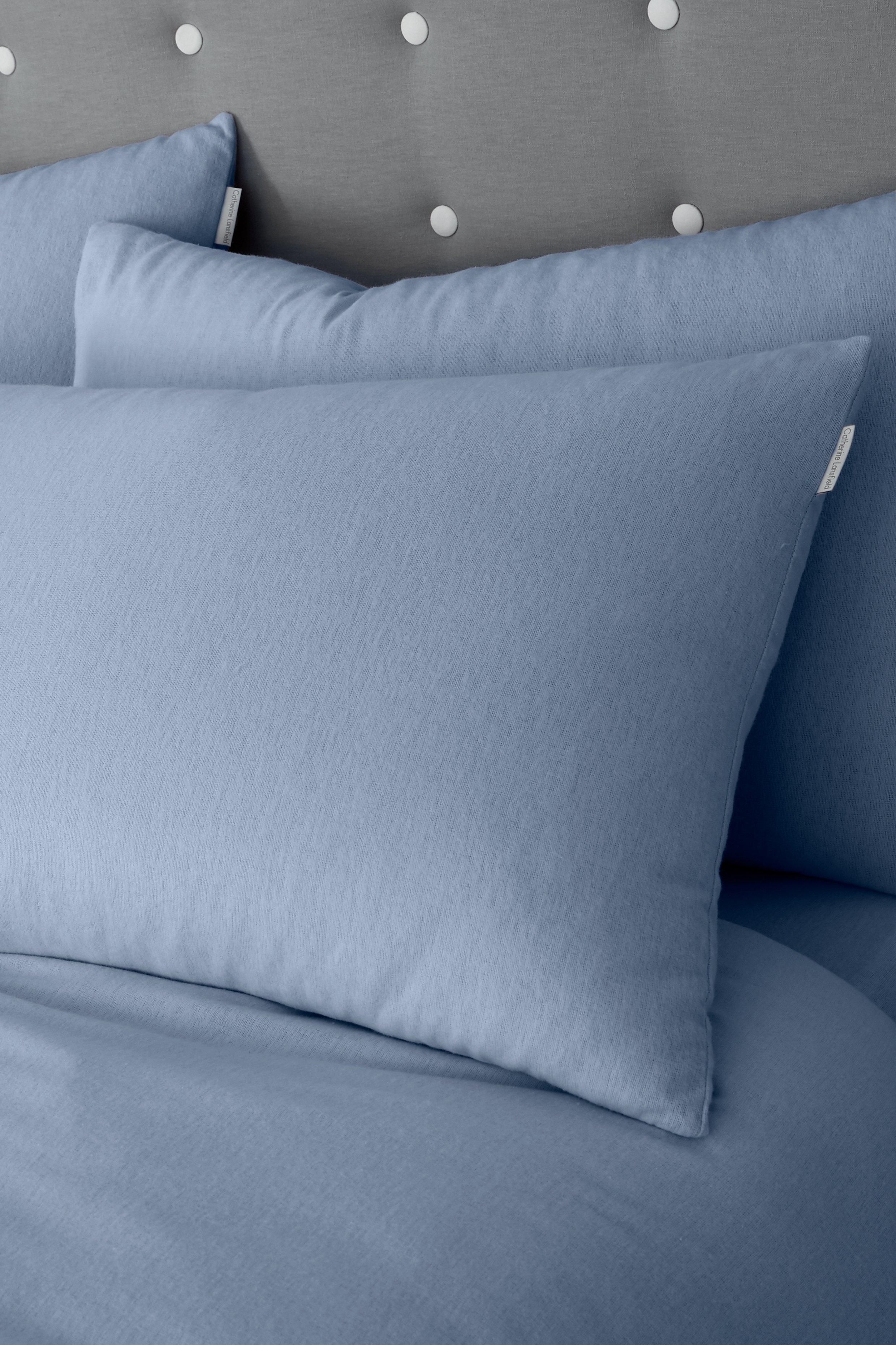 Catherine Lansfield 'Brushed Cotton' Pillowcase Pair in Light Blue
