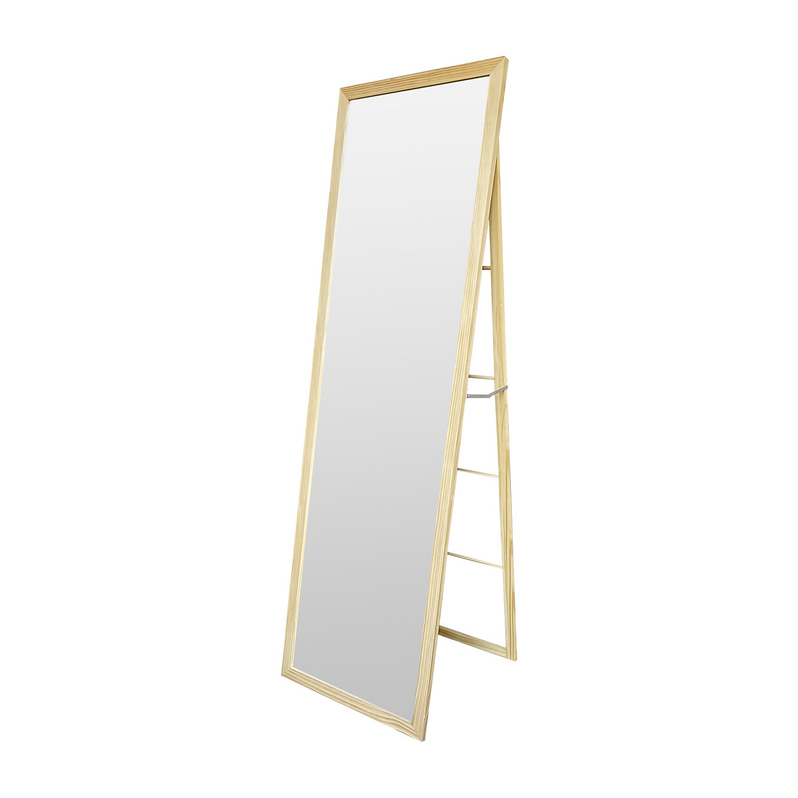 Pine Full Length Mirror with Rail