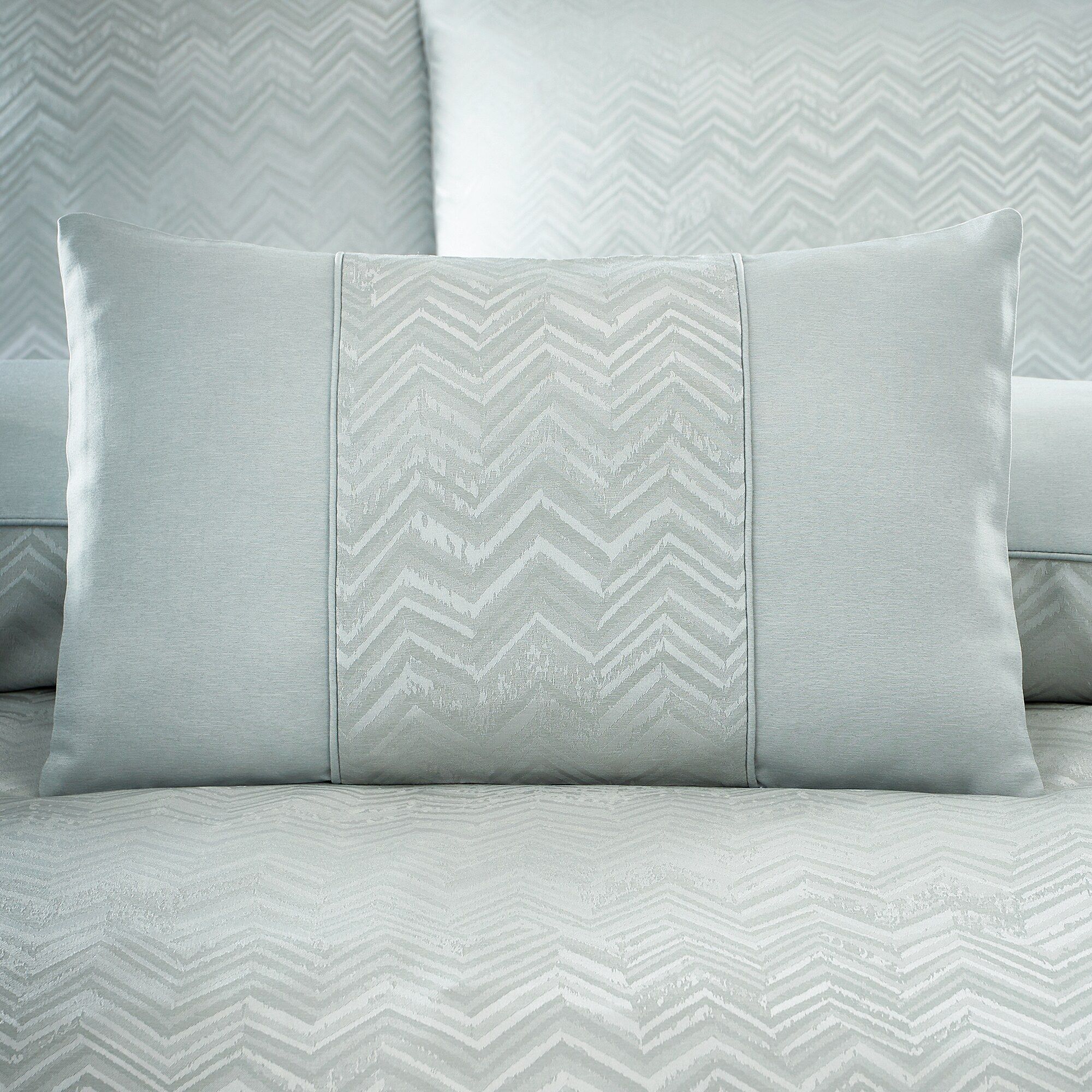 Portfolio Home Antibes Chevron Waves Filled Boudoir Cushion Pillow 32 x 50cm in Silver
