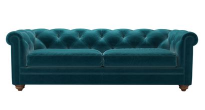 Patrick 3 Seat Sofabed in Deep Turquoise Cotton Matt Velvet - sofa.com
