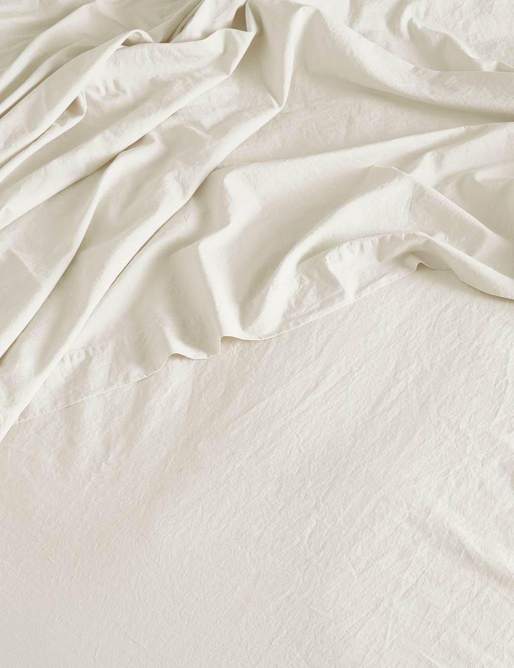 Bedfolk Washed Cotton 300 Thread Count Flat Sheet Soft White