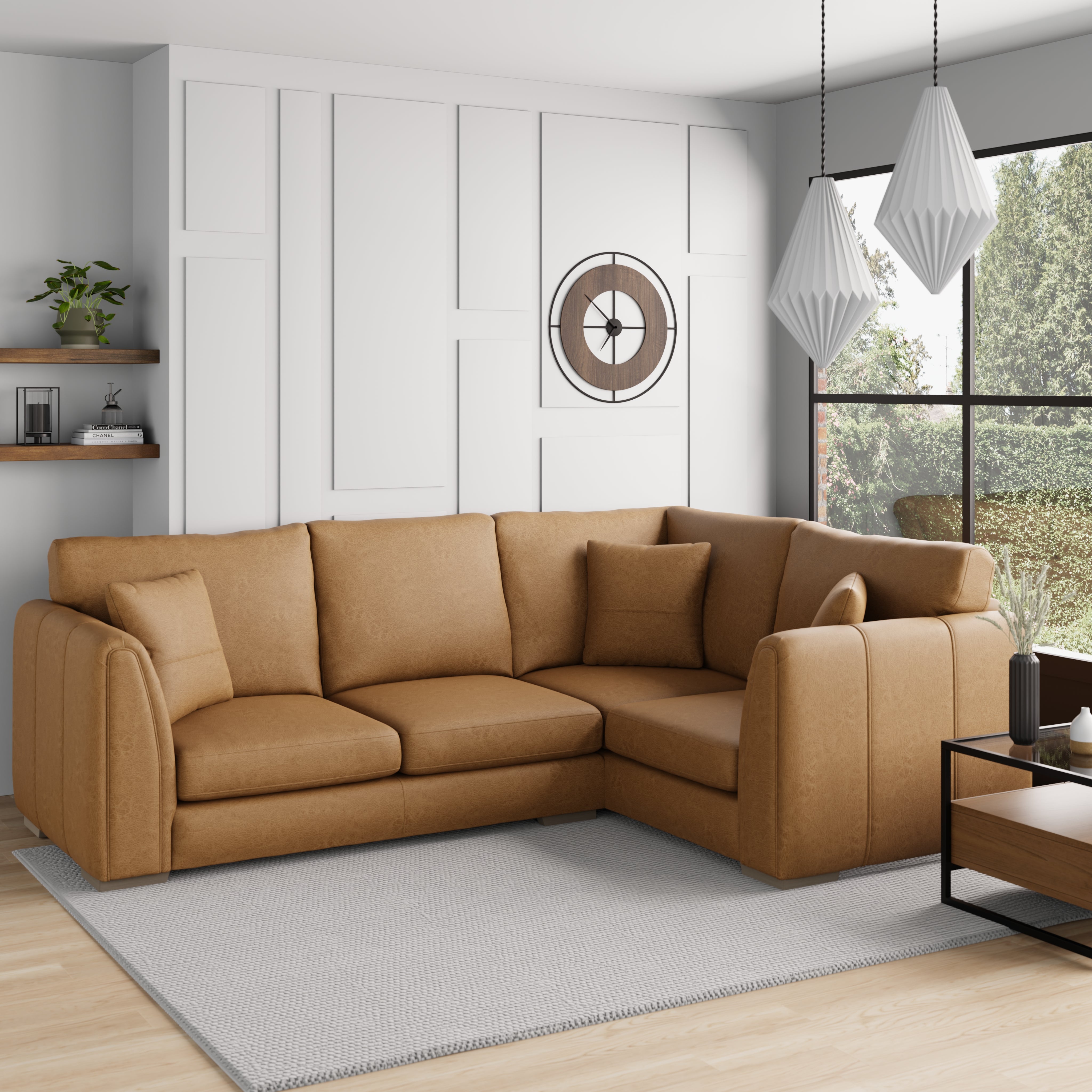 Austin Faux Leather Corner Sofa Brown