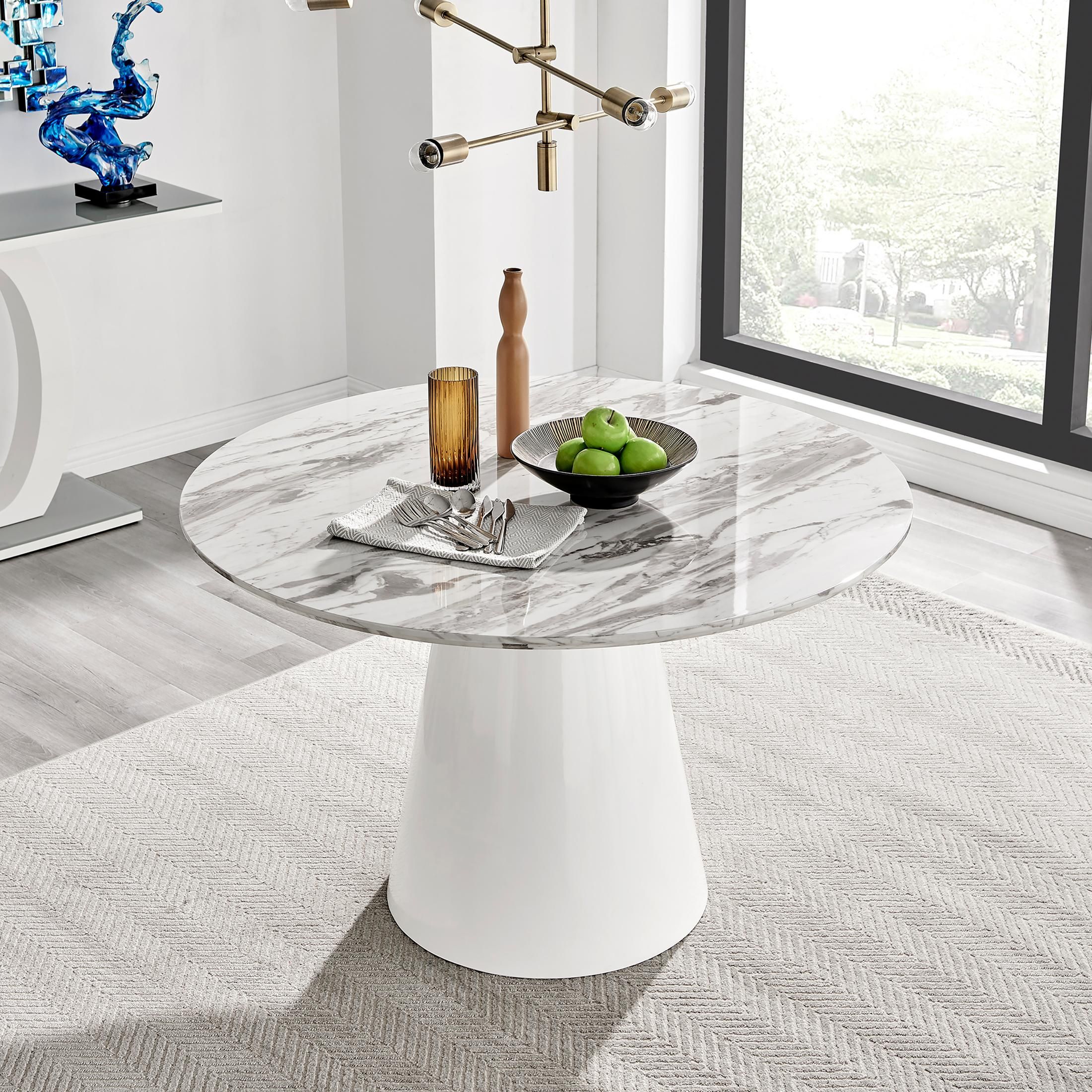 FurnitureboxUK Palma 120cm 6-Seater Round Pedestal Dining Table In Multiple Finishes in Off-White