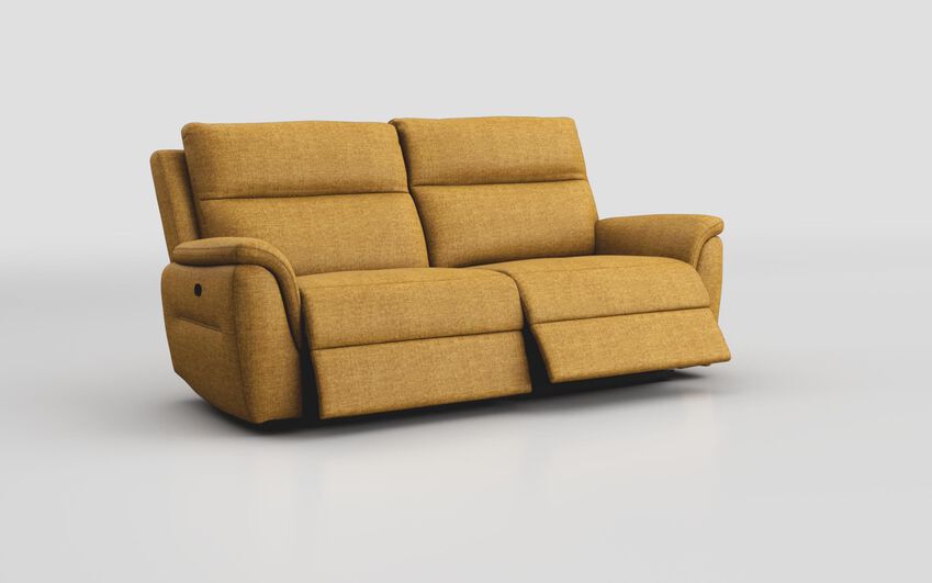 Yellow Fabric Sogliano 3 Seater Manual Recliner Sofa