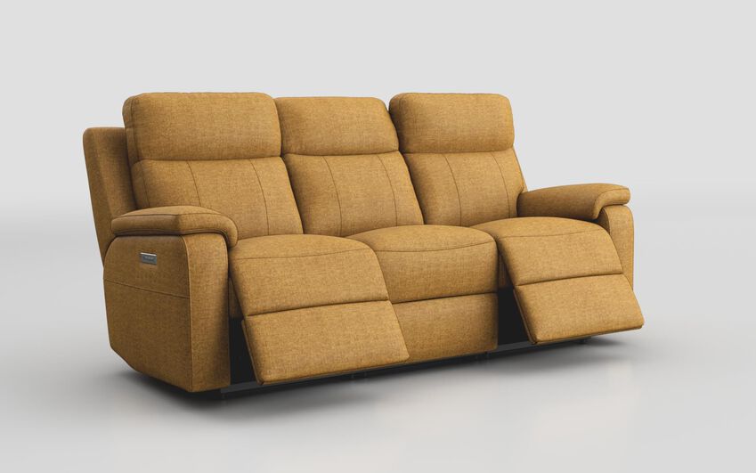 Yellow Fabric Calboli 3 Seater Power Recliner Sofa with Power Head Tilt