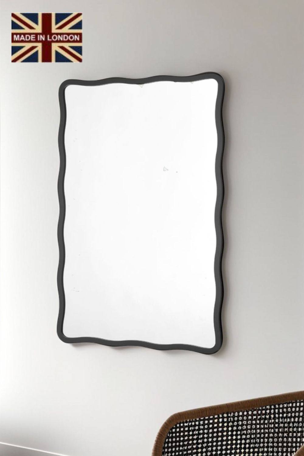 Yearn Mirrors Black Ripple Framed Rectangular Wall Mirror 120x80cm