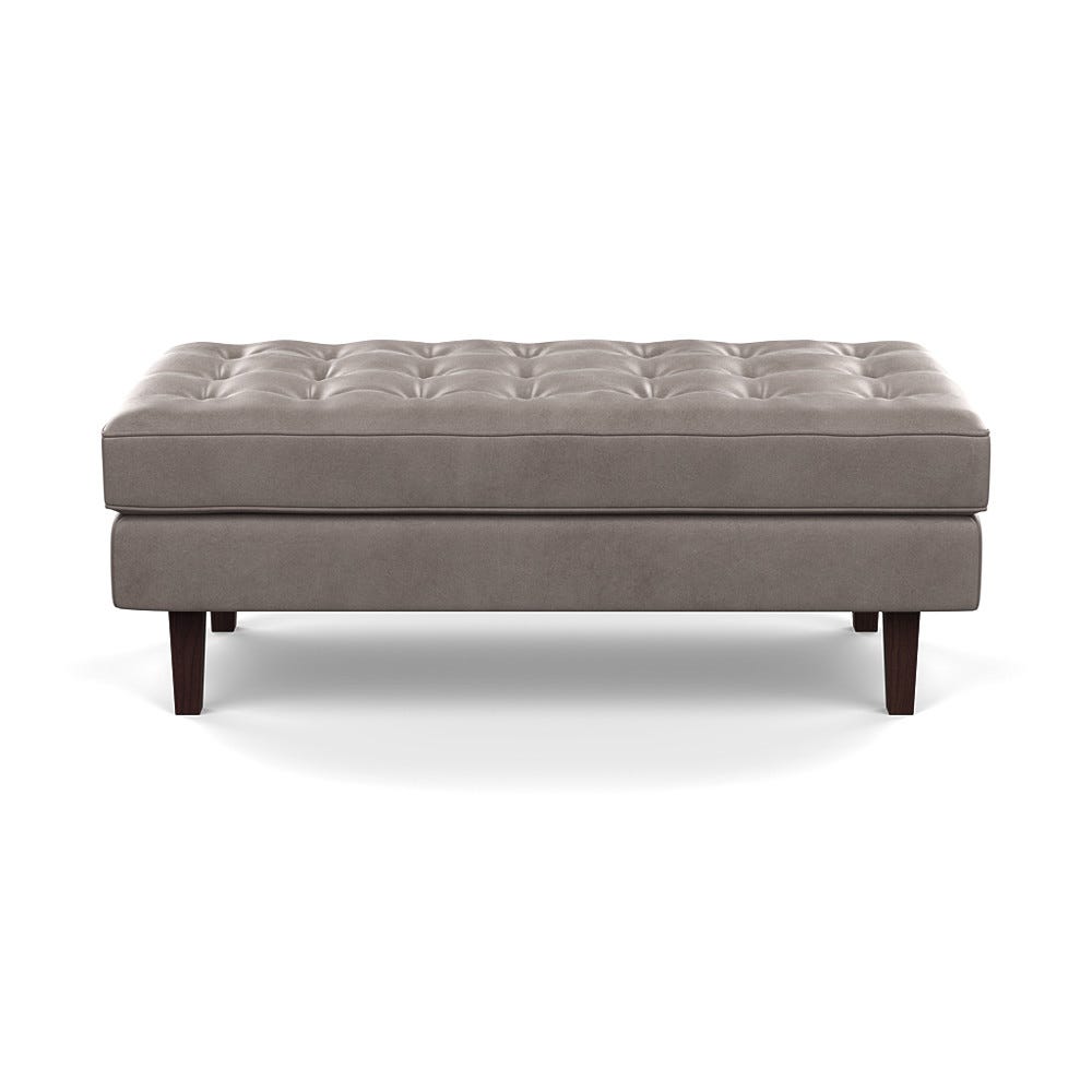 Heal's Hepburn Ottoman Daino Leather Elephant Black Feet