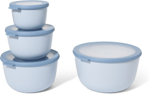 Mepal Set of 4 Deep Lidded Storage Bowls, Nordic Blue