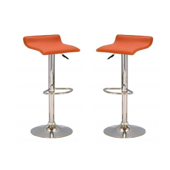 Stratos Bar Stool In Orange PVC and Chrome Base In A Pair
