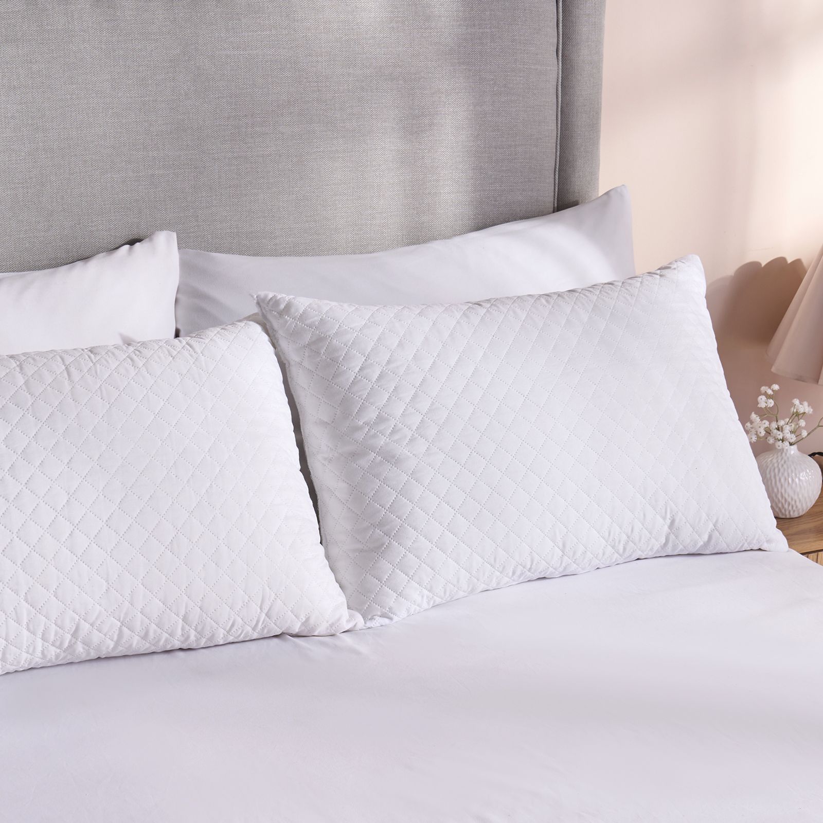 OHS Memory Foam 2 Pack of Pillow Cushion Soft Hotel Quality Bounce Luxury Bedding in White