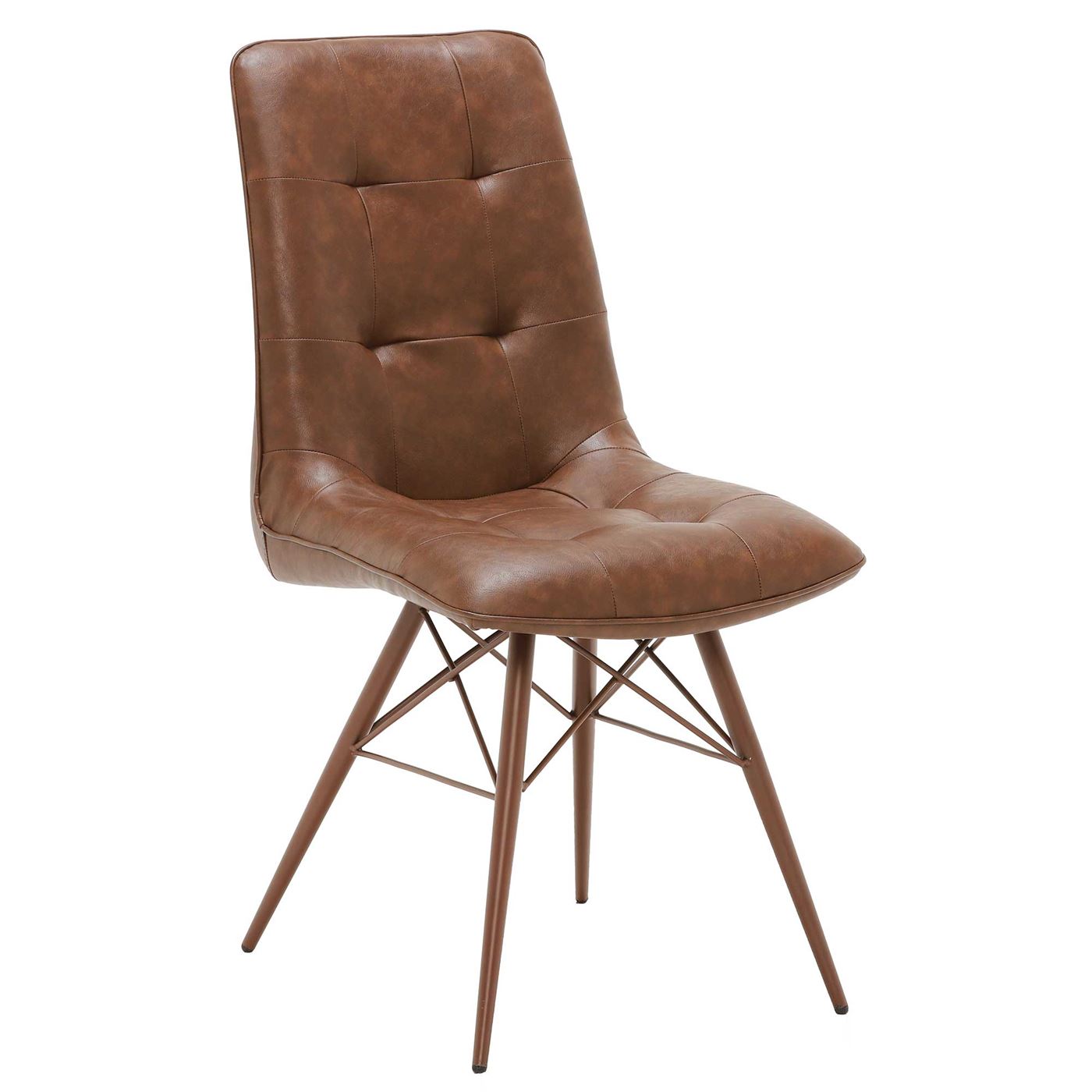 Hix Upholstered Dining Chair - Brown - Leather - Quilted - W45 x D62.5 x H94cm - Barker & Stonehouse