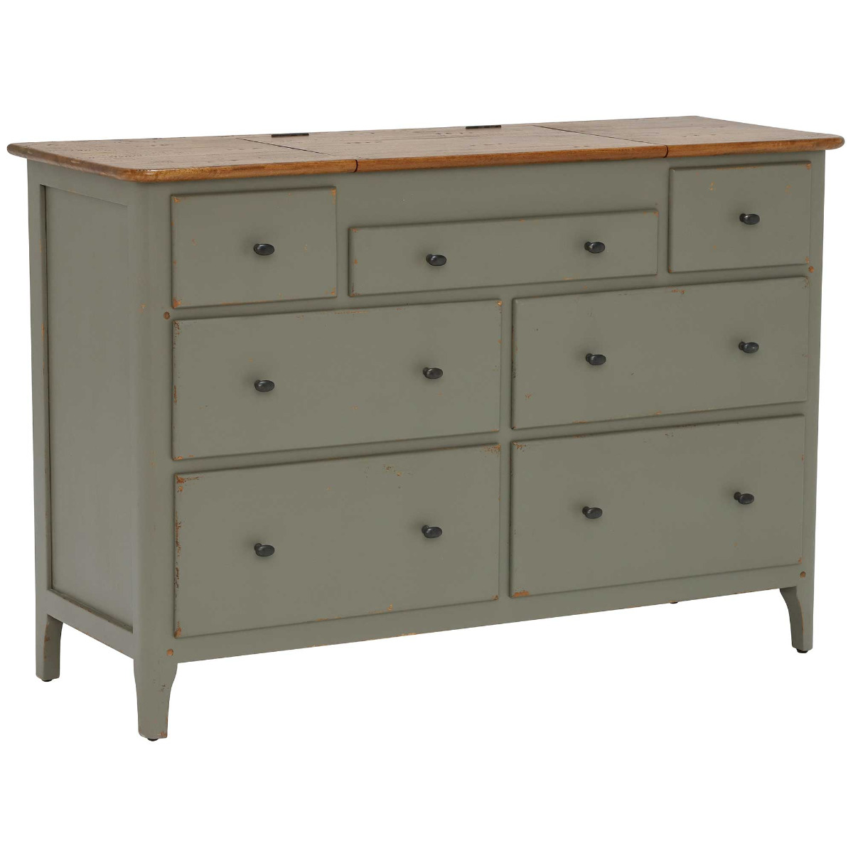 Maison 7 Drawer Chest with Jewellery Tray, Albany and Moss Grey