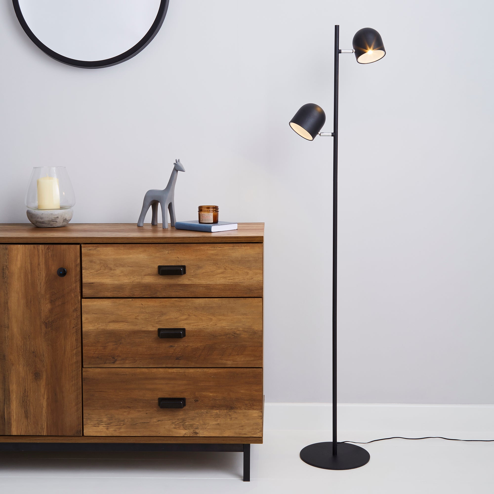Harme 2 Light Black Touch Dimmable Floor Lamp Black