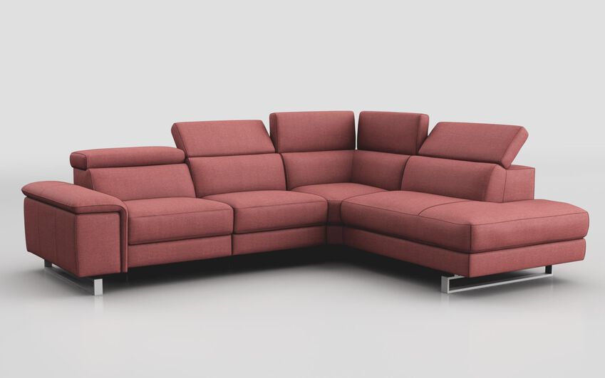 Pink Fabric Viserba 3 Corner 2 Sofa with Right Hand Facing Chaise & Manual Head Tilt