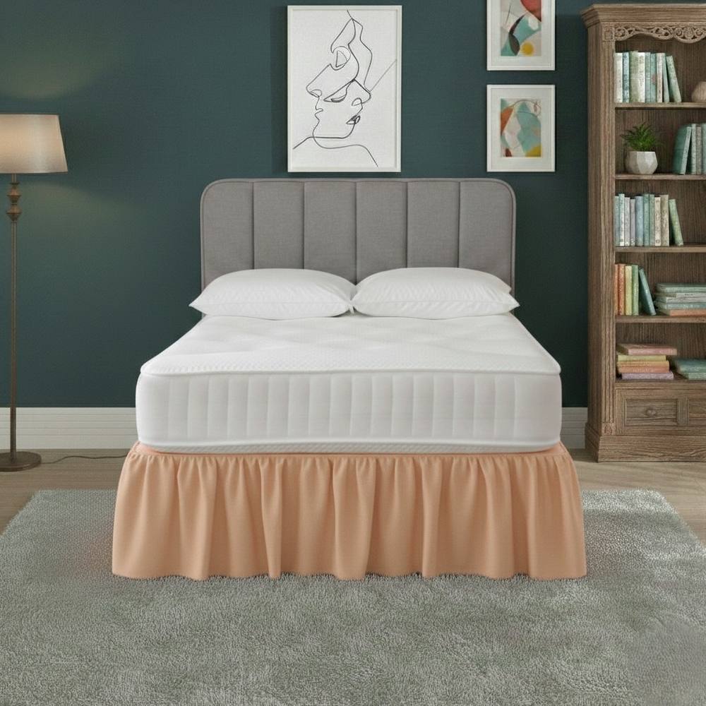 Snug City Base Valance Polycotton Sheet for Divan Beds Easy Care Bed Base Cover in Peach