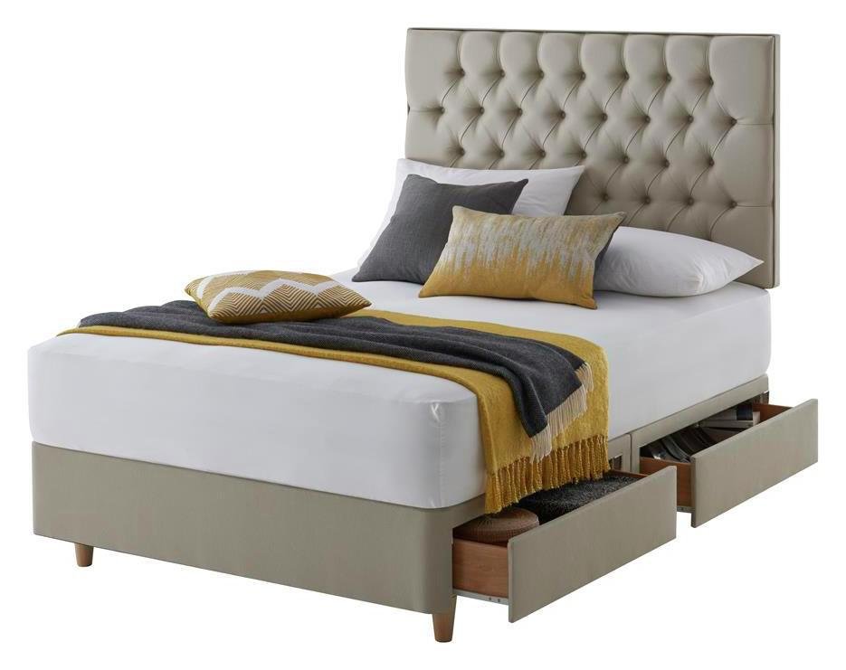 Silentnight Sassaria 4 Drawer Double Divan Bed - Sandstone