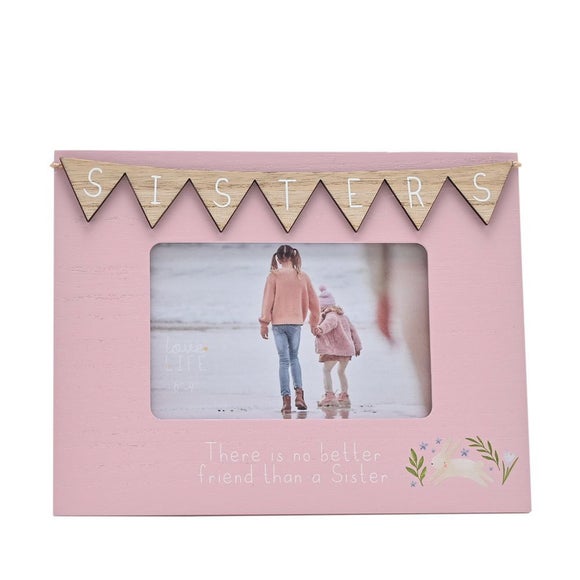 Sisters Pink Bunting Photo Frame