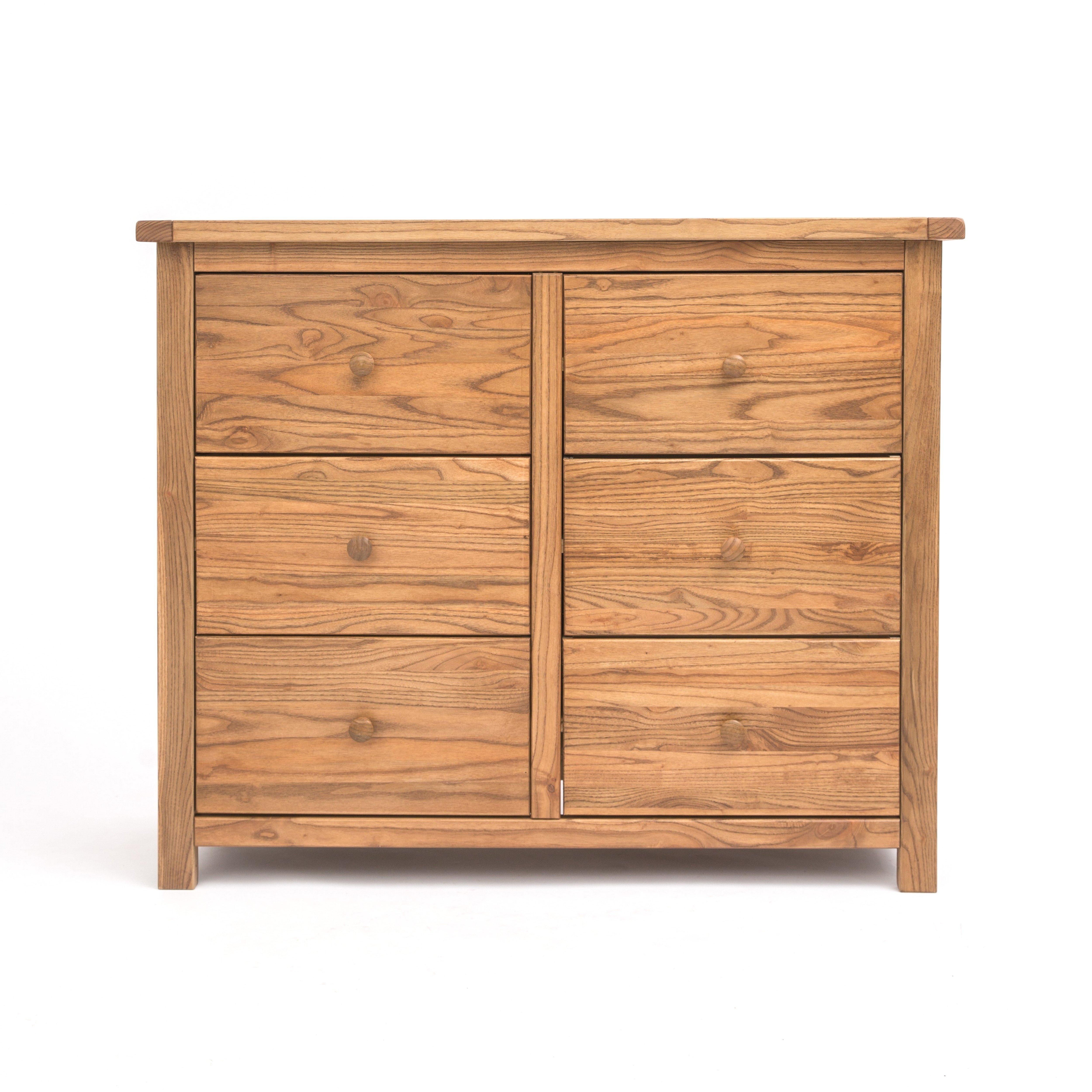 Cabinet Bits Trivento 6 Drawer Chest of Drawers Wood Knob in Natural