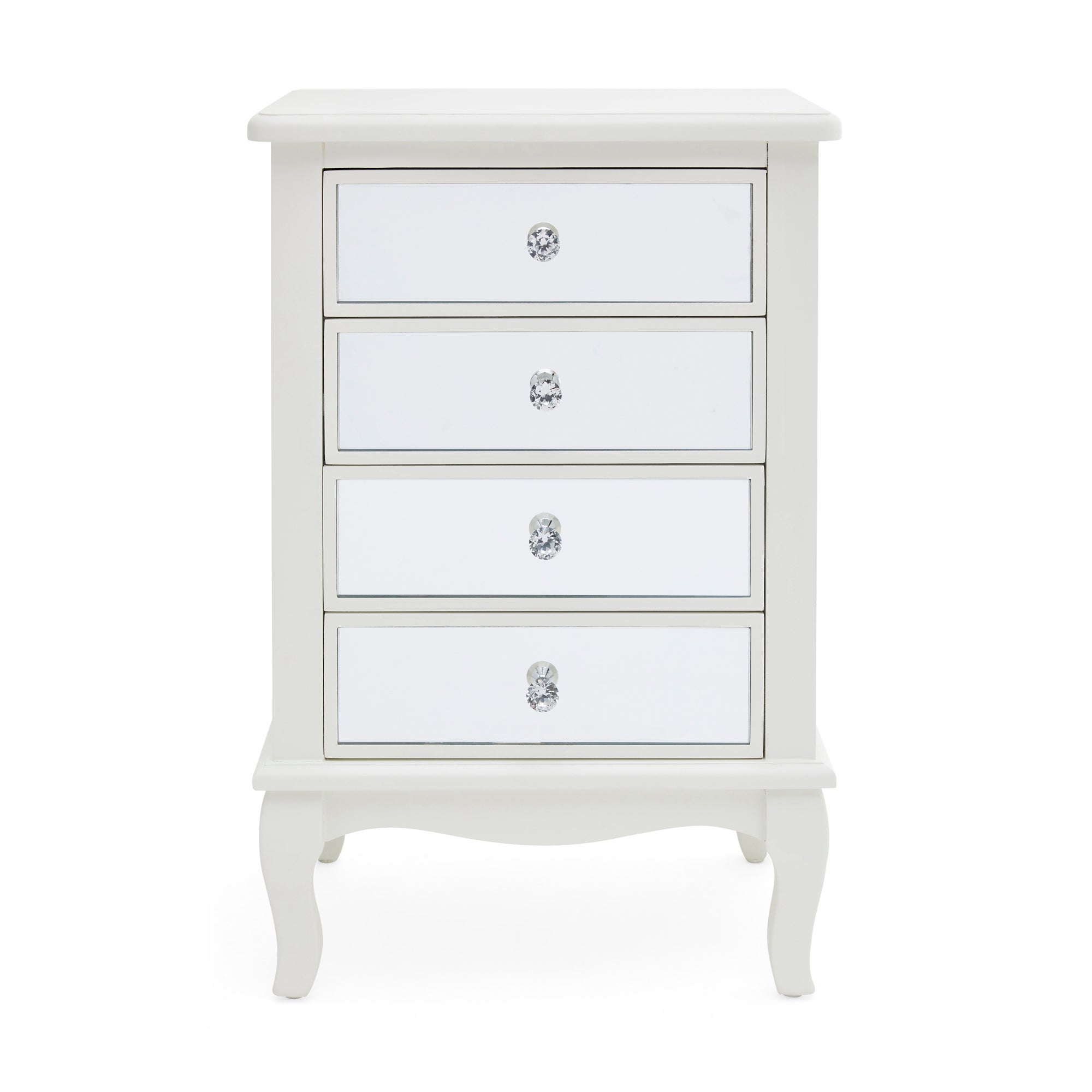 Palais Mirrored Ivory 4 Drawer Bedside Table Cream