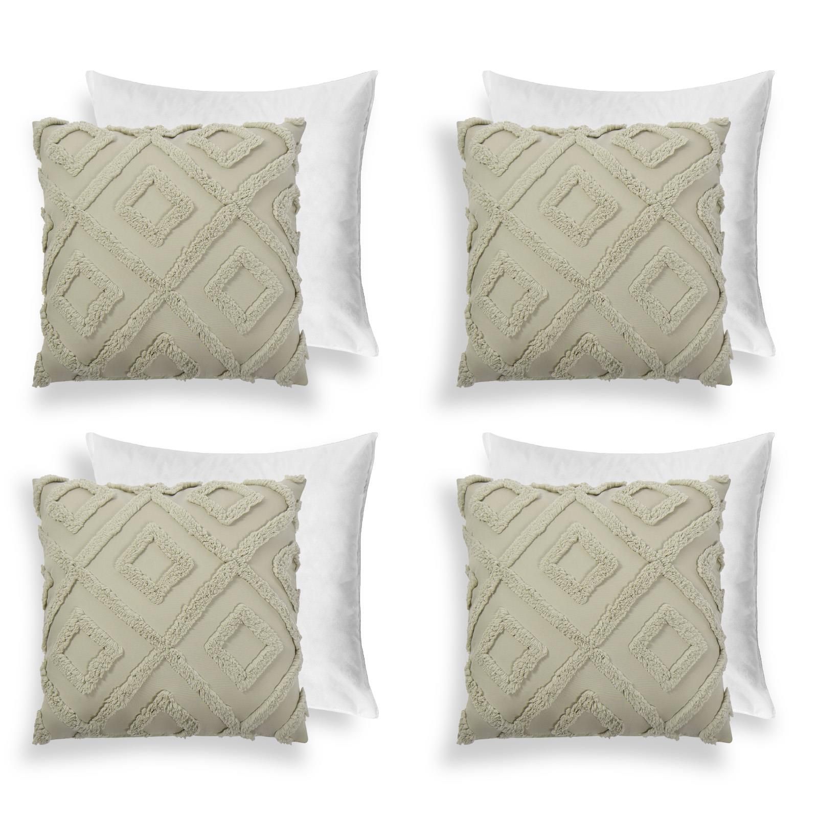 OHS 4 Pack Tufted Arch Filled Cushion Cover in Green