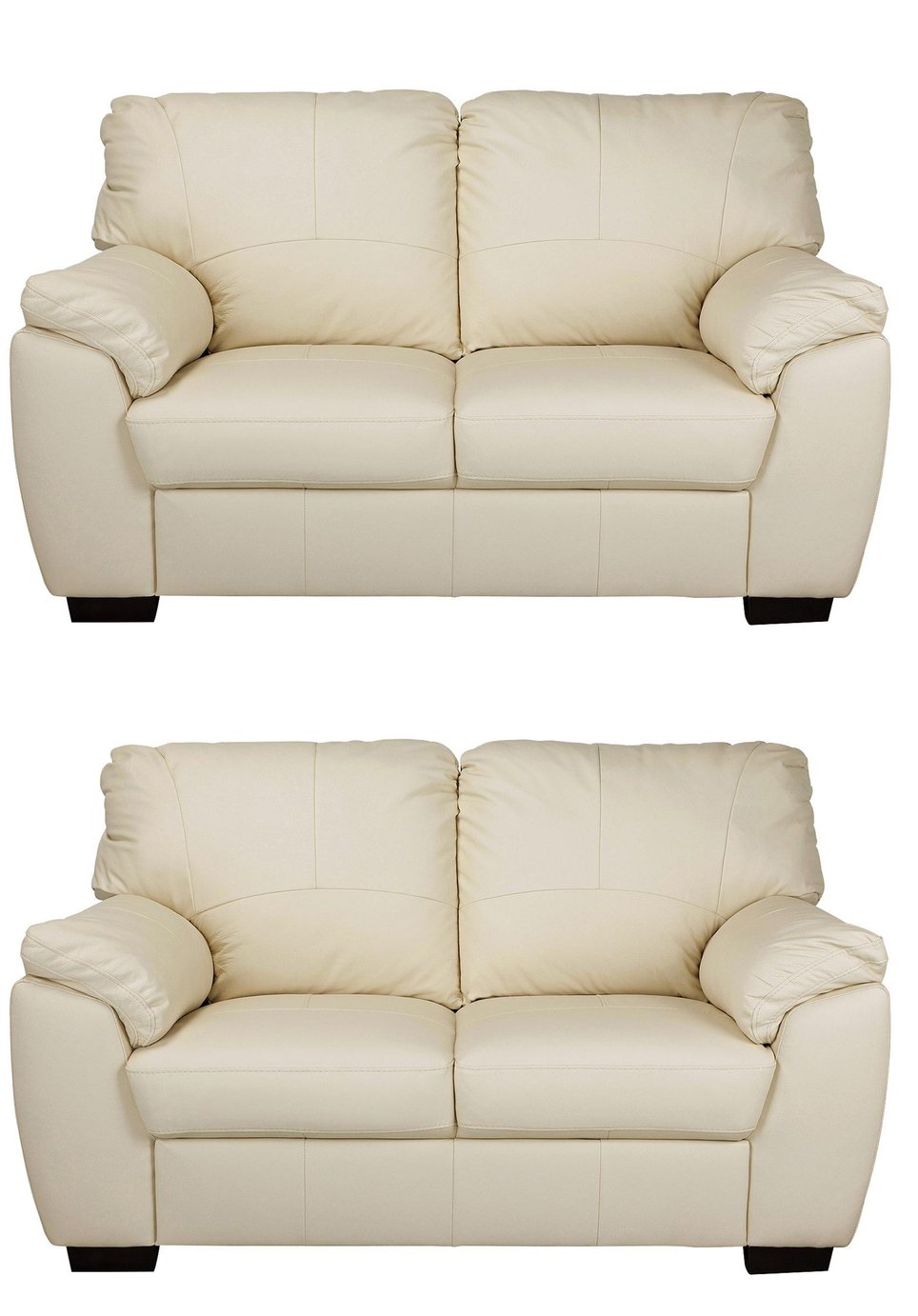 Argos Home Milano Pair of Leather 2 Seater Sofa - Ivory