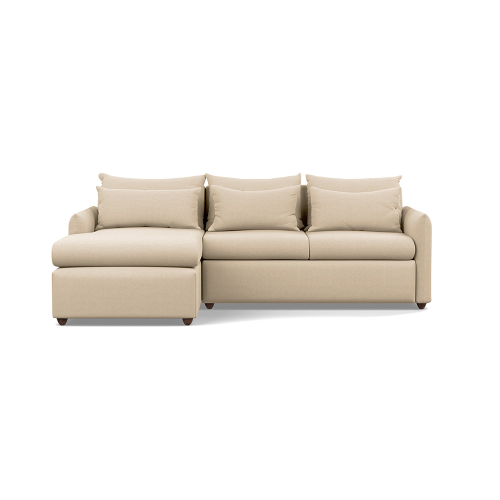 Heal's Pillow Medium LHF Corner Chaise Sofa Bed Brushed Cotton Oat Chestnut