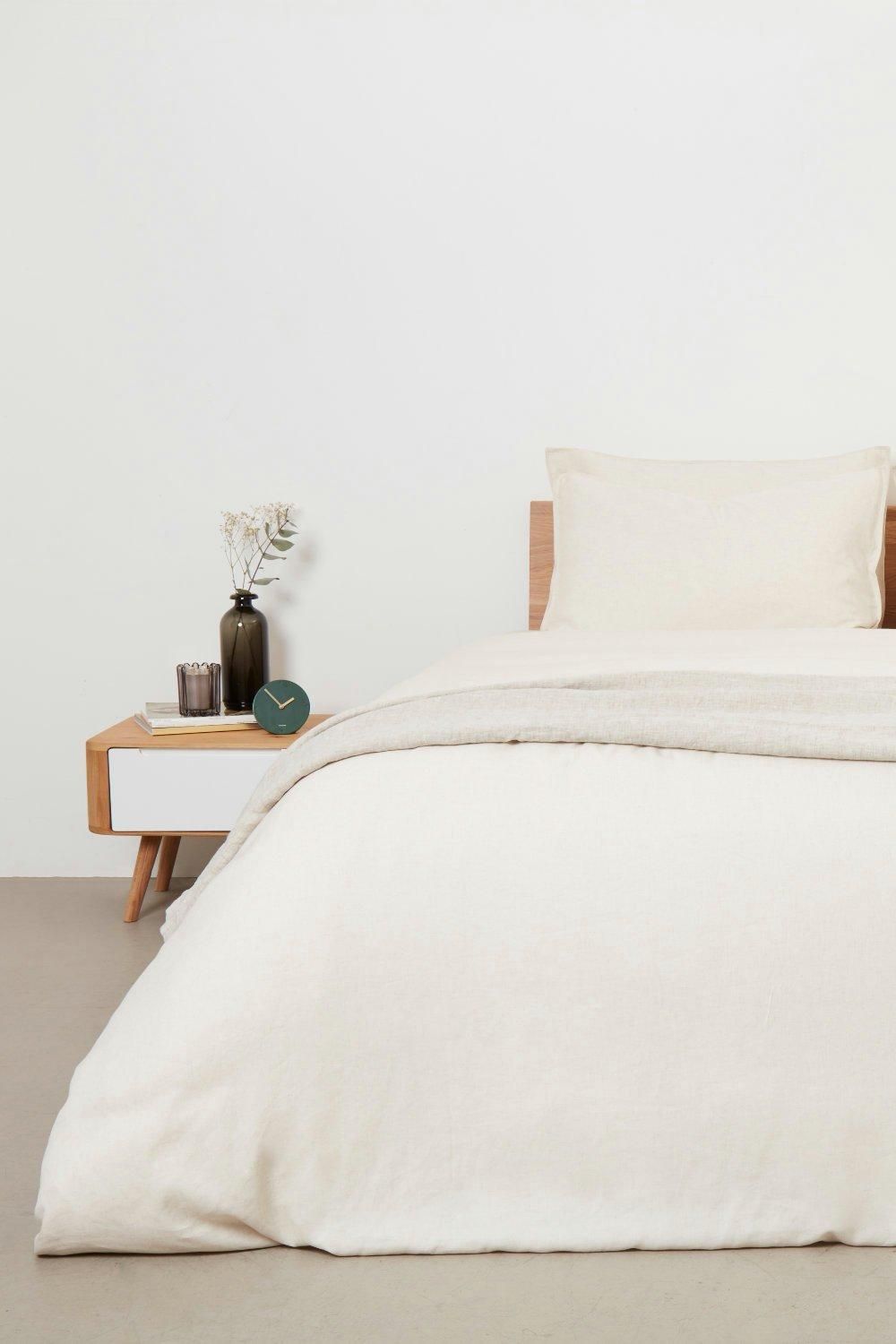 Panda London Panda Bamboo & French Linen Duvet Cover in Beige