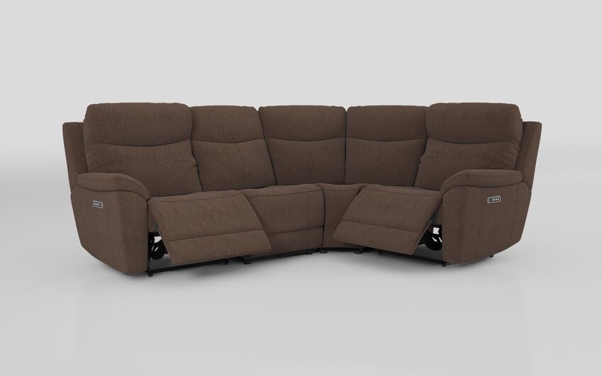 Brown Fabric Eldwick 3 Corner 1 Power Sofa with Head Tilt & Lumbar