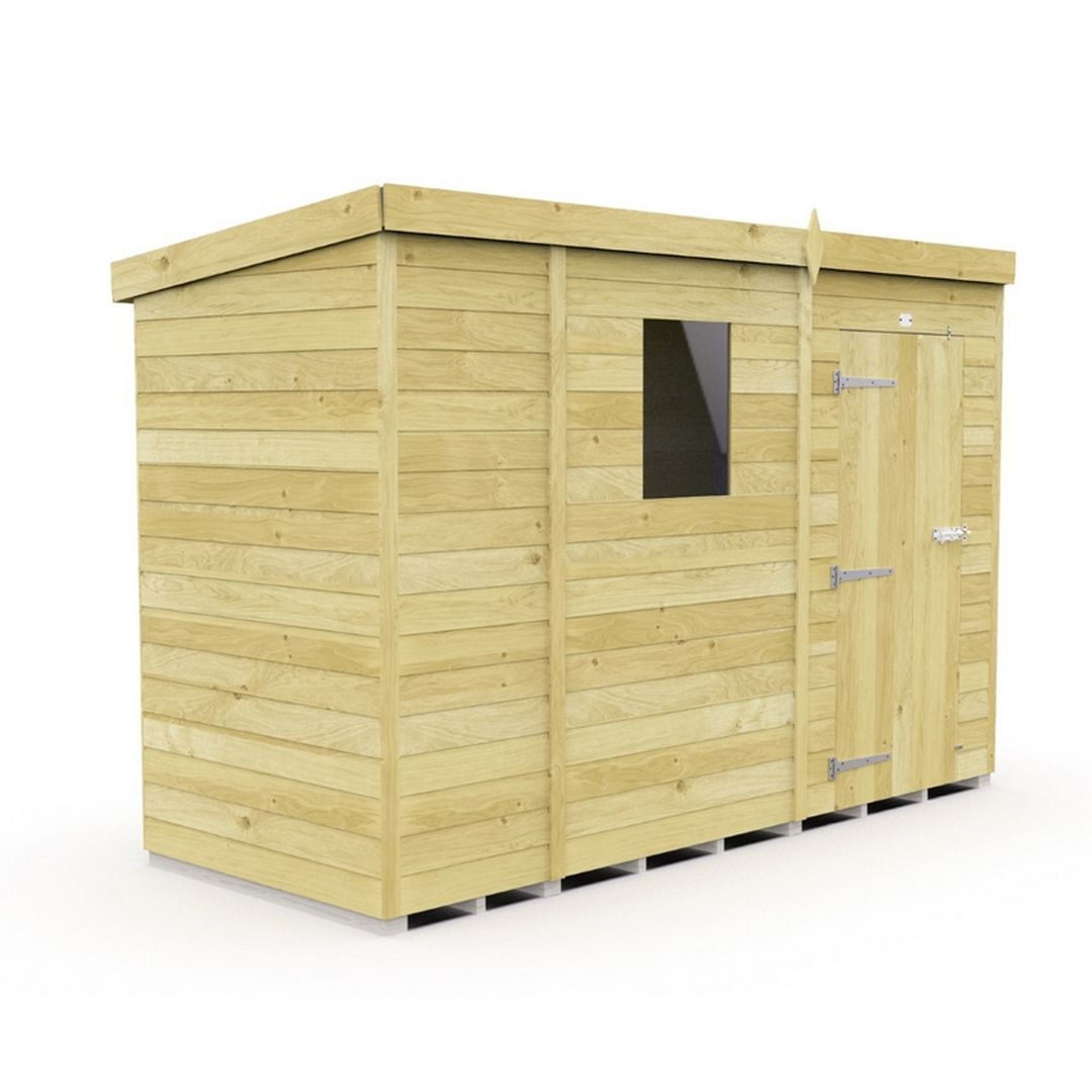 Buttercup Farm 9 x 4 Feet Pent Security Shed - Double Door - L118 x W276 x H201 cm in Brown