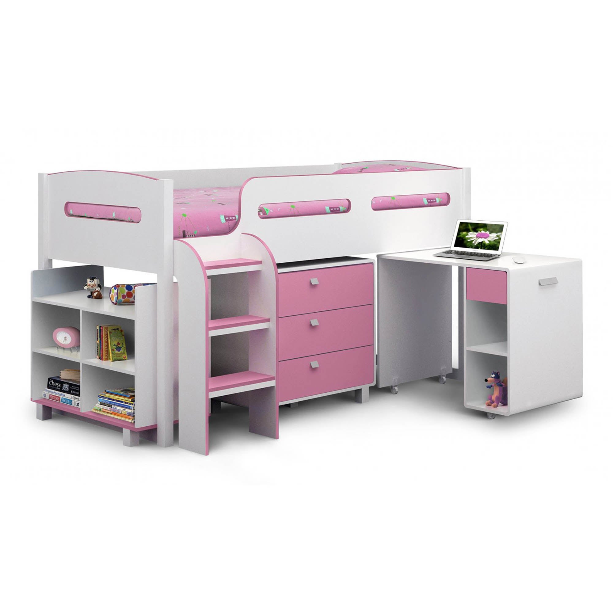 Kimbo Pink Cabin Bed Pink/White