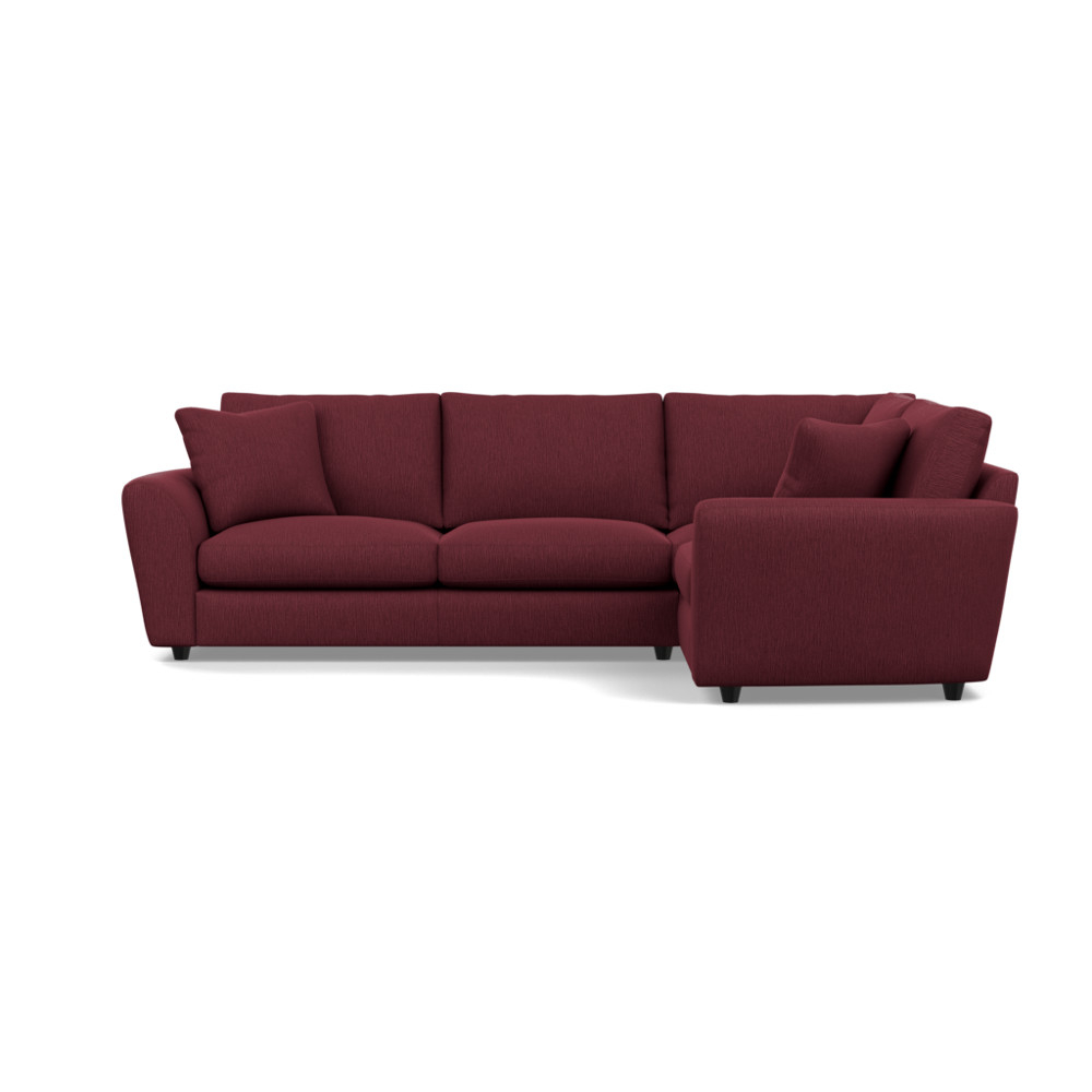 Heal's Snooze Right Hand Facing Corner Sofa Smart Linen Mix Maroon Black Feet