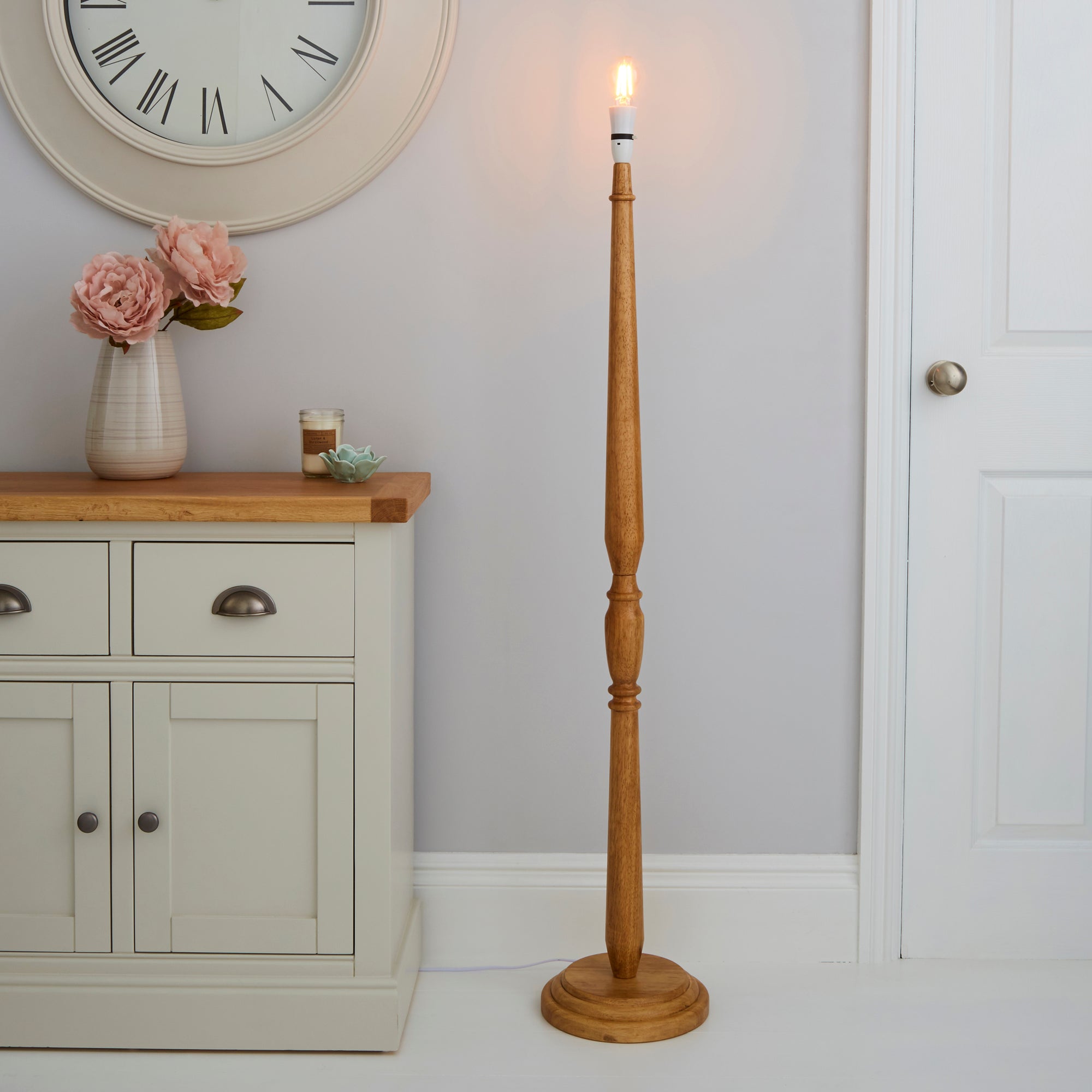 Legoli Turned Wood Floor Lamp Base Natural