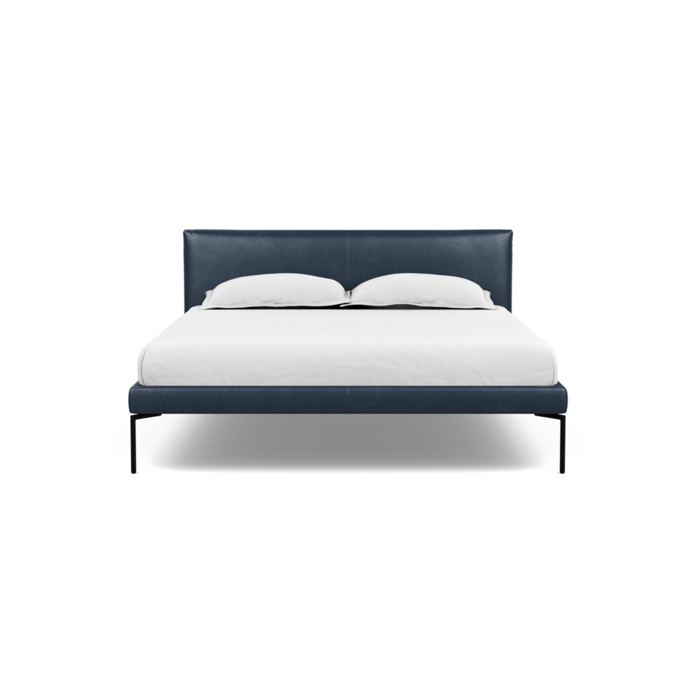 Heal's Matera Bedstead King Leather Stonewash Navy Blue 279
