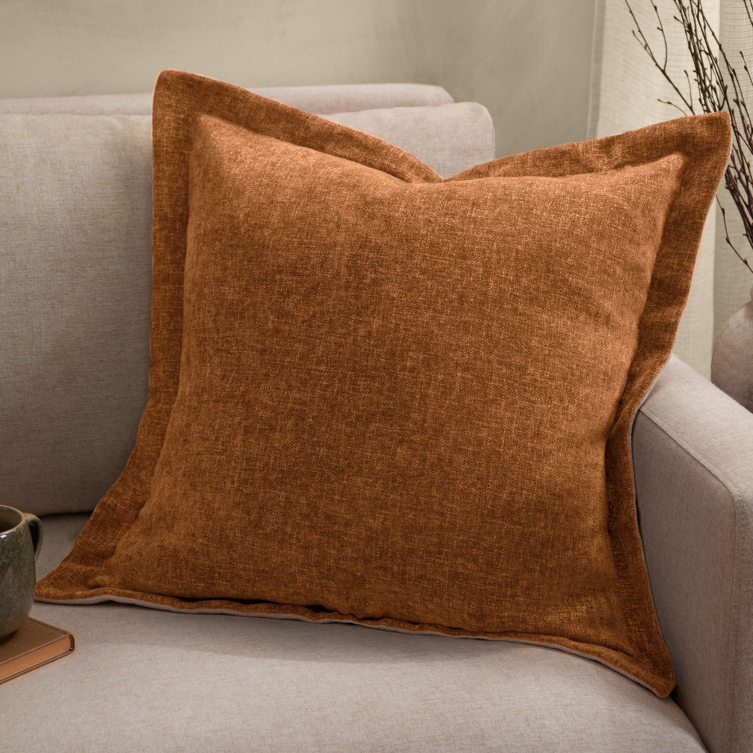 Yard Dune Velvet Chenille Cushion in Burnt Orange