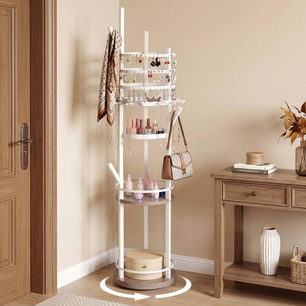 Costway Rotating Jewelry Stand Jewelry Display Tower w/Earring Necklace Holder