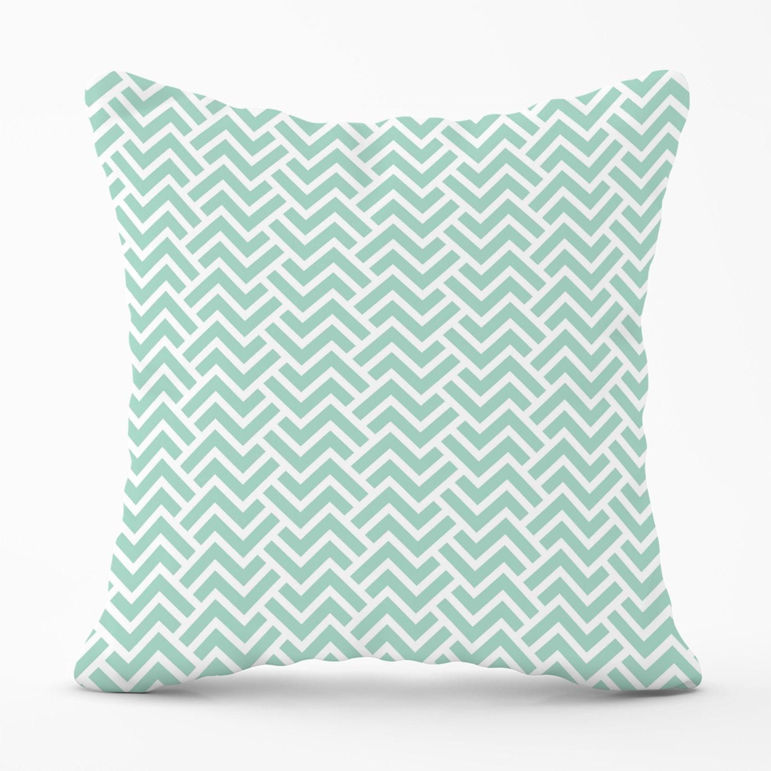 Warren Reed - Designer Green Geometric Pattern Outdoor Cushion