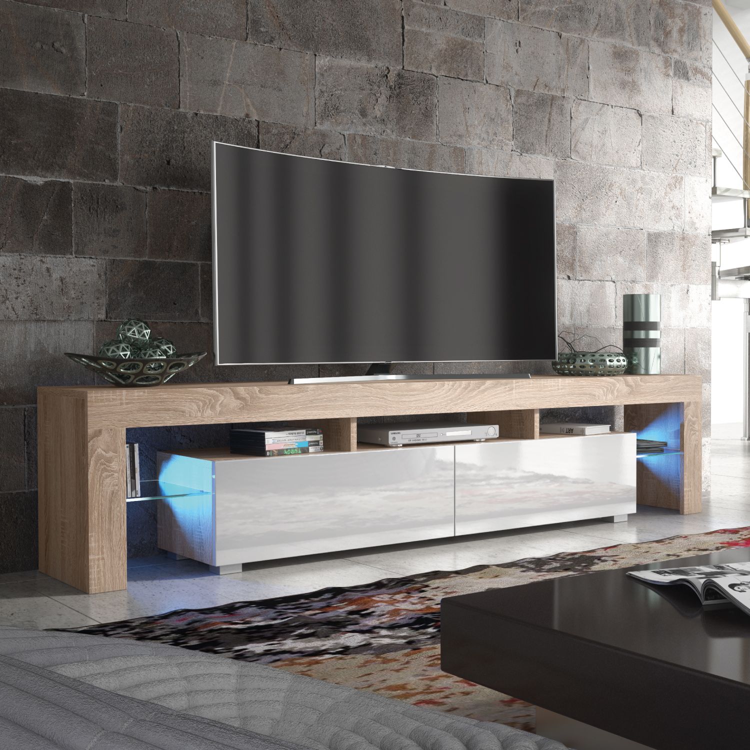 Creative Furniture TV Unit 200cm Sideboard Cabinet Cupboard TV Stand in Light Oak